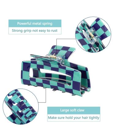 Whaline 6 Pack Checkered Hair Claw Clips - Multicolored Plaid Hair Accessories for Women - Strong Hold Rectangle Claws for Thin & Thick Hair - Buy Online on GoSupps.com