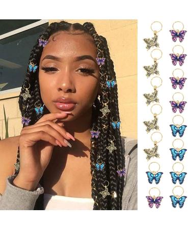 Formery Loc Jewelry Hair Gold Butterfly Charms Braids Jewels Clips Locs Dreadlock Hair Accessories for Women and Girls (15PCS)