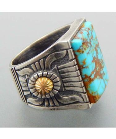 HAODUOO Rings for Women Teen Girls-Retro Engraved Sunflower Faux Turquoise Inlaid Ring Women Banquet Jewelry Gift Gifts for Women Men Girls - Buy Online on GoSupps.com