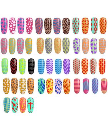 Dokpav 144 Pcs Nail Vinyl Stencils Set - 72 Unique Designs for Nail Art Decoration | DIY Nail Design Tools Decals - 24 Sheets - Buy Online on GoSupps.com
