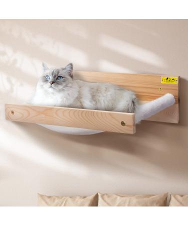COZIWOW Wall Mounted Cat Hammock Bed - Modern Sturdy Kitty Shelf and Perches - Premium Kitten Furniture for Sleeping, Playing & Lounging, Holds up to 22 lbs White Flannel