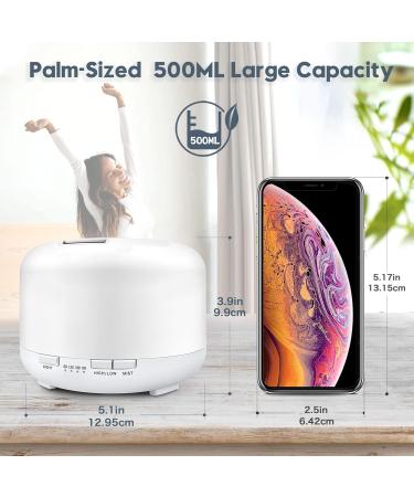 Lonid 500ml Essential Oil Diffuser - Ultrasonic Humidifier with 4 Timers & 14 Colors | BPA-Free Aroma Diffuser for Bedroom Baby Spa & Aromatherapy (Pure White) - Buy Online on GoSupps.com