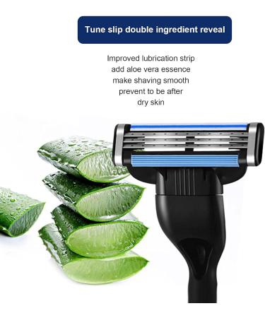 Men's Razor and Razor Blades Portable Shaver Triple-Blade Manual Shaving Knife with 8 Razor Blade Refills Aloe Vera and Vitamin E for Sensitive Skin - Buy Online on GoSupps.com