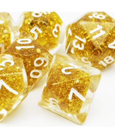 Haxtec Gold Glitter DND Dice Set - 7PCS Polyhedral Dungeons and Dragons Dice for Roleplaying Games - Buy Online on GoSupps.com