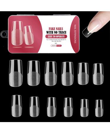 240 pieces of wrong nails tips 10 sizes half-matted area square artificial nail tips nail tips press on fake nails form artificial nails medium square Carr moyen-240pcs