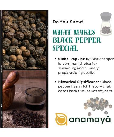 Black Pepper Corns by Anamaya | Black pepper Whole | Sabut Kali Mirch | Pure and Natural | Grown and Harvested in Meghalaya North East India | Packed in reasealable standup zipper pouch | 500 Gms (2) - Buy Online on GoSupps.com