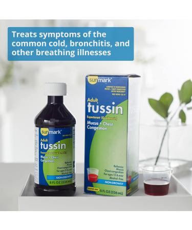 Sunmark Tussin - Mucus & Chest Congestion Relief - Guaifenesin 4 oz for Adults - Fast International Shipping - Buy Online on GoSupps.com