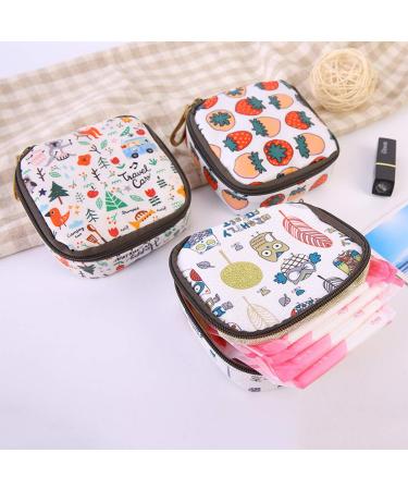 Tuciyke Cotton Cloth Sanitary Napkin Storage Bag 2pcs, Zipper Closure, 5x5 inches - Forest Design | Ideal for Girls, Ladies, Women - Buy Online on GoSupps.com