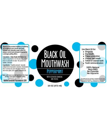 Natural Coconut Avocado Sesame Oil Mouthwash with Charcoal & Xylitol - 16 oz Peppermint Oil Pulling Remedy - Buy Online on GoSupps.com