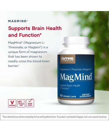 Jarrow Formulas MagMind 90 Capsules (Pack of 2) - Magnesium L-Threonate (Magtein) for Brain Health - 60 Servings - Buy Online on GoSupps.com