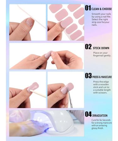 Kalolary Gel Nail Polish Strips Nail Gel Art Sticker Waterproof Full Nail Wraps Decal Sets with Nail File and Stick for Women Girls Nail Art Decor (UV/LED Lamp Required) Nude Pink - Buy Online on GoSupps.com