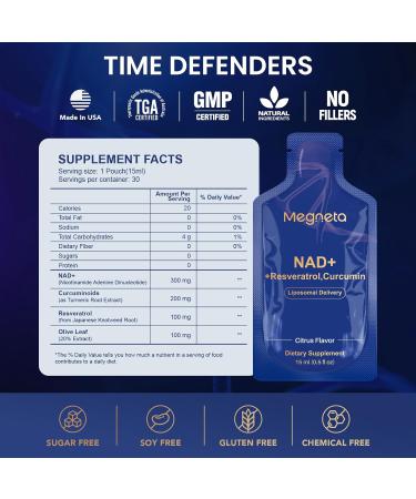 Liposomal NAD+ Supplement with Resveratrol Anti-Aging Energy Boost & Cellular Health Support 15.2 fl. oz NAD Liquid for Men & Women (30 Pouch) 15.2 Fl Oz (Pack of 1) - Buy Online on GoSupps.com