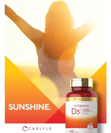 Carlyle Vitamin D3 400iu (10mcg) 400 Tablets - Vegetarian Non-GMO Formula - Buy Online on GoSupps.com