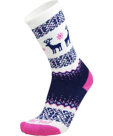 Pure Athlete Kids Merino Wool Ski Socks - Navy/Pink/White - XS/S - for Boys/Girls/Children - Snowboard - 1 Pair - Buy Online on GoSupps.com