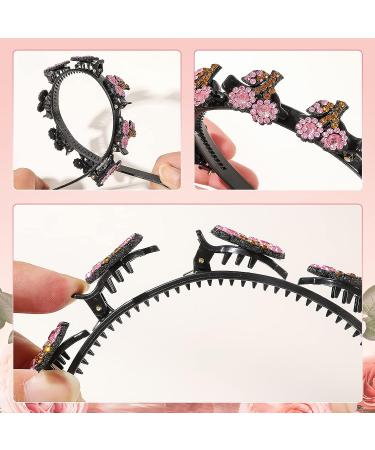 Sparkling Crystal Stone Hair Clips Double Bangs Hairstyle Headband Set for Women - Rhinestone Twist Plait Hair Accessories - Buy Online on GoSupps.com