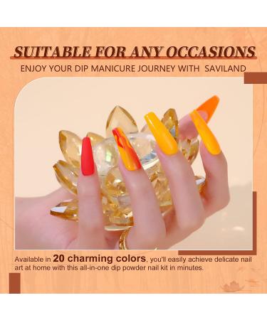 Saviland Dip Powder Nail Kit- 20 Colors for Fall Nail Art | Base&Top Coat, Activator, Brush Saver | French & Halloween Nails Design | Manicure Tool Set - Buy Online on GoSupps.com