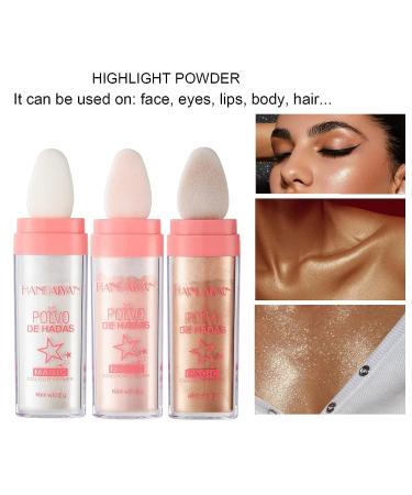 TENGLONG 3PCS Magic Highlighter Powder Stick Makeup Polvo De Hadas Fairy Highlight Patting Powder Body Brightens the Natural Three-dimensional Face Powder Blusher White+Pink+Brown - Buy Online on GoSupps.com
