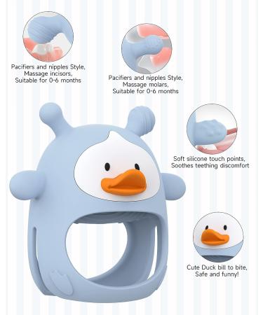 Silicone Baby Teether Toy for Infants 3+ Months - Blue Duck Design | Soothes Teething Pain, Easy to Clean | BPA-Free Teething Toy - Buy Online on GoSupps.com