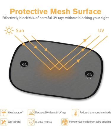 FRECOO Sun Visor Car - Universal UV Protection for Children & Pets | 51x31 cm (2 Pieces) with Suction Cups - Buy Online on GoSupps.com