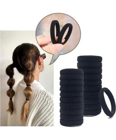 Yedtreg Hair Bobbles for Women 30 Pack Black Hair Ties No Damage Seamless Soft Hair Bands for Thick Curly Hair Strong Elastic Ponytail Holders Hair Accessories (Black Colour) - Buy Online on GoSupps.com