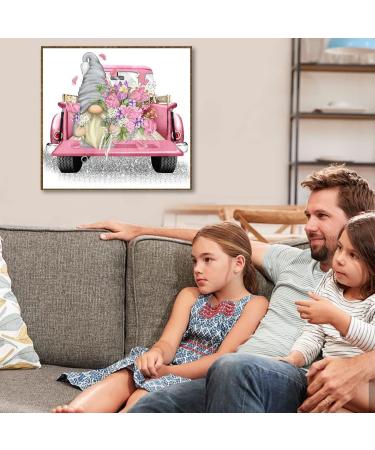 Gnome Truck Diamond Painting Kit 12X12inch - 5D Full Round Drill for Adults & Kids - DIY Diamond Art Crafts - Flower Home Wall Decor - Diamond Dots Painting with Gemstones - Buy Online on GoSupps.com