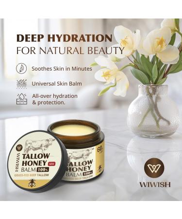 Beef Tallow & Honey Balm for Face | 100% Grass Fed Tallow Moisturizer | Natural Honey Lotion for Soft Smooth Skin - Buy Online on GoSupps.com