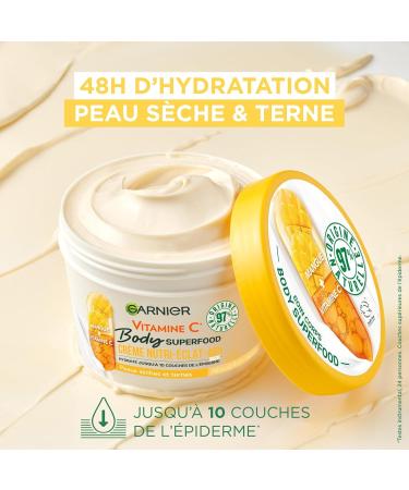 Garnier Body Superfood Nutri-Radiance Body Cream Vitamin C & Mango 48H Hydration 97% Natural Ingredients for All Skin Types 380 ml - Buy Online on GoSupps.com
