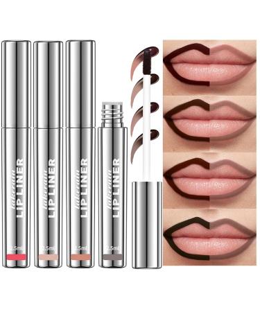 HOPHAT 4PCS Peel Off Lip Liner Set Easy Peel & Reveal Lip Stain Waterproof Long Lasting Peel Off Lipstick Lip Liner Makeup Beauty