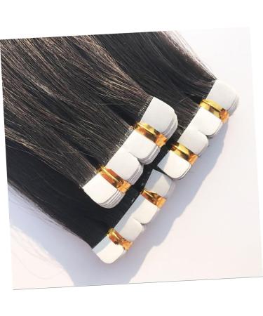 POPETPOP Real Hair Wig Straight Hair Extensions Tape in Hair Seamless Hair Extention Human Hair Wigs Invisible Hair Weaving medium Black - Buy Online on GoSupps.com