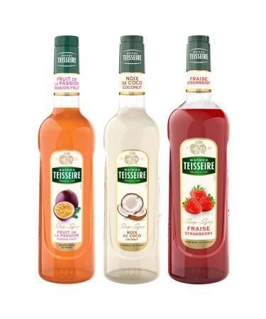 TEISSEIRE Cocktail Syrups - Passion Fruit 1L, Coconut 70cL, Strawberry 1L