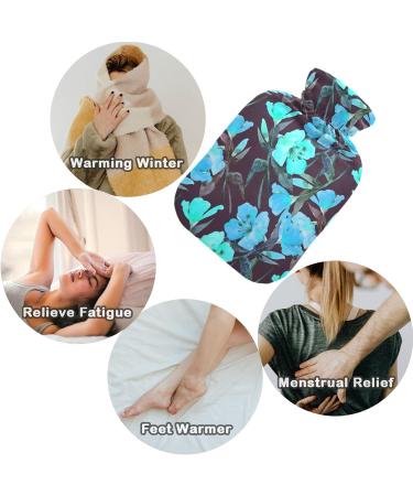 NAANLE 2L Hot Water Bottle with Watercolor Blue Flower Cover - Pain Relief & Cold Therapy Ideal for Back Pain Hand & Foot Warmers - Buy Online on GoSupps.com