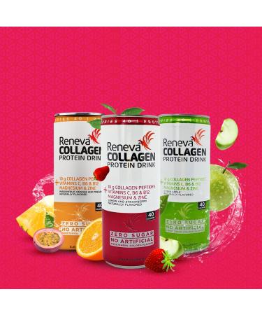 Reneva Collagen Protein Drink 10g Collagen Peptides Electrolytes B-Vitamins Zinc and Zero Sugar - 8.45 Oz - Pack Of 12 - Buy Online on GoSupps.com