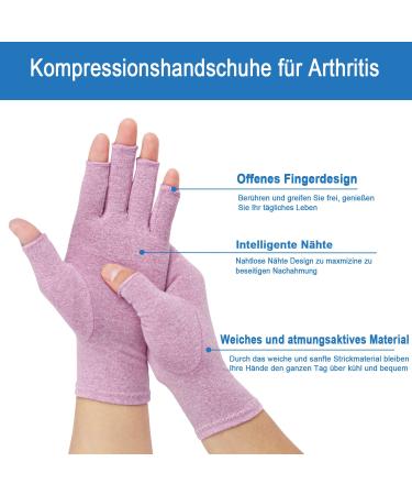 2-Pair Arthritis Compression Gloves for Rheumatoid & Osteoarthritis Relief - Fingerless Breathable Moisture-Regulating - Unisex (Purple M) - Buy Online on GoSupps.com
