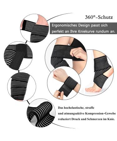 4 Pack Knee Support Bandage - Compression Sports Wrap for Knee Elbow Calf Ankle & Wrist - 70cm (27.5 inch) Knee Tapes for Optimal Strength & Stability - Buy Online on GoSupps.com