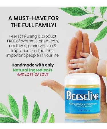 Beesalene Original Unpetroleum - 100% Natural & Hypoallergenic Alternative to Petroleum Jelly - Lips Hands Baby Makeup Remover and More (Glass Jar) (4 oz) 4 Ounce - Buy Online on GoSupps.com