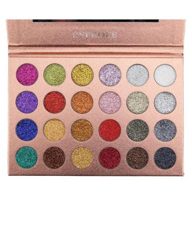 24 Color Pressed Glitter Eyeshadow Palette | Metallic Highly Pigmented Waterproof Long Lasting Shimmer - Shop Internationally! - Buy Online on GoSupps.com