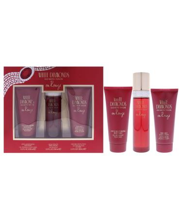 Elizabeth Taylor White Diamonds En Rouge for Women - 3 Pc Gift Set 3.3oz EDT Spray 3.3oz Body Lotion 3.3oz Body Wash