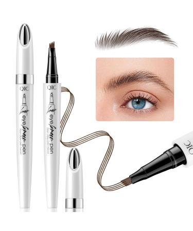 Eyebrow Pen Waterproof Eyebrow Pencil Natural Simulation Eyebrow Pencil for women's professional makeup with 4 Fork Tip for Natural-Looking Hair-Like Defined Brows Last All-Day (Dark Brown)