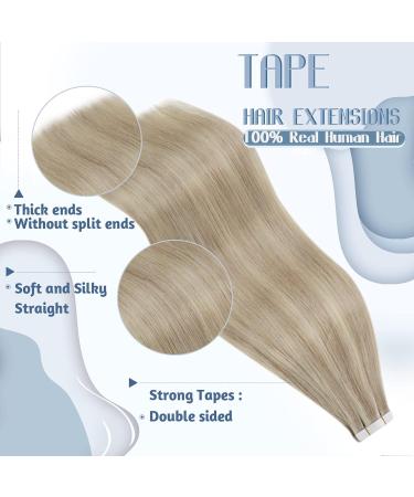 Tape in Hair Extensions Blonde Human Hair Extensions Tape in Highlight Medium Blonde Human Hair Tape in Hair Extensions Real Human Hair Silky Straight 18Inch 50g - Buy Online on GoSupps.com