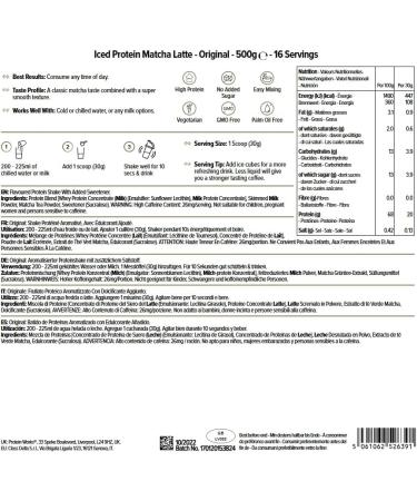 Protein Works - Iced Protein Matcha Latte Th Vert Matcha Premium 26mg Caf ine Riche en Prot ines Sans Sucres Ajout s Soutient la Concentration et la Vigilance 16 Portions (500g) Sans saveur 16 Portions (500g) - Buy Online on GoSupps.com