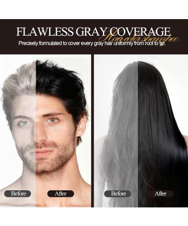 HOUSN Black Hair Dye Shampoo 3in1 hair color shampoo against gray hair simple gray coverage and hair care easy to use semipermanent black hair color shampoo for men and women - Buy Online on GoSupps.com