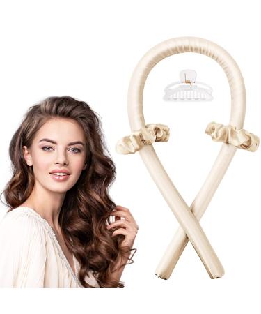 Heatless Curling Rod Headband, IENIN Heatless Hair Curler No Heat Hair Curlers to Sleep in Curl Ribbon with Scrunchies Hair Clips Overnight Hair Curlers Hair Roller for Women Long Hair Styling Tools BA-Champagne