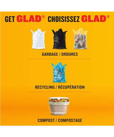 Glad White Garbage Bags - Tall 45 Litres - Unscented 60 Trash Bags Made in Canada of Global Components Tall. 60 bags - Buy Online on GoSupps.com