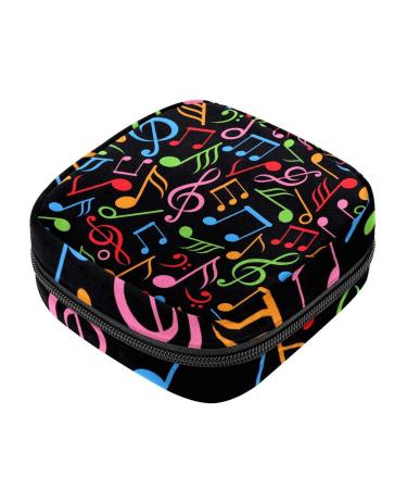 Menstrual Bag Zipper Ladies Napkin Pouch Tampons Collector Bags for Women and Girls (Colorful Music Notes)