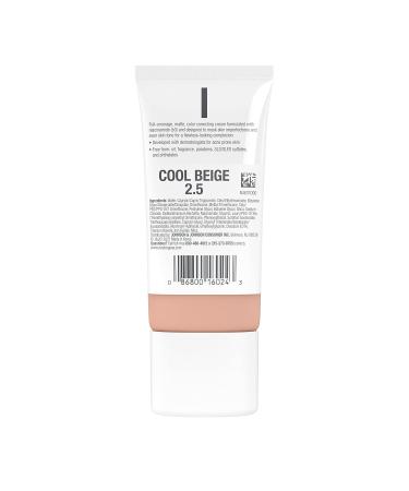 Neutrogena Clear Coverage Flawless Matte CC Cream - Full-Coverage Color Correcting Makeup Hypoallergenic & Oil-Free Niacinamide Infused Cool Beige - 1 oz - Buy Online on GoSupps.com