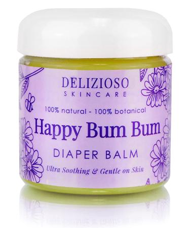 Happy Bum Bum Diaper Baby Balm - 100% Natural - Calendula  Chamomile  Lavender Herbal Infused Moisturizer for Eczema  Dry Skin - Cruelty Free  Salve  With Organics  Handmade - 4 oz / 118 g