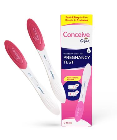 Conceive Plus Pregnancy Test 2-Pack - Early Detection Pregnancy Test - Easy to Use, Discreet Pregnancy Tests for Home Use - Fast Results in 3 Minutes - Accurate Positive Pregnancy Test Kit