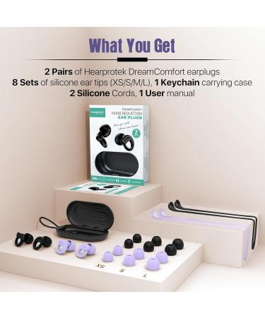 Buy Hearprotek Ear Plugs for Sleeping - 2 Pairs Reusable Soft Ear Protection for Noise Reduction & Tinnitus Relief - Ideal for Sleep Snoring Study Travel - Violet - Buy Online on GoSupps.com
