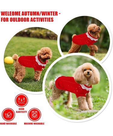 Small Dog Jumper Warm Puppy Knitted Pullover Sweaters Winter Dog Cat Jumper Knitwear Sweater Apparel Small Pet Coat Costume Dog Clothes Comfortable Knitted Sweater for Small Dog Cat (Size 14 Red) Size 14 Red - Buy Online on GoSupps.com