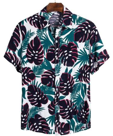 WUAI Men's Fashion Hippie Shirt Short Sleeve Vertical Striped Button Down - Y-blue 1# XX-Large - Buy Online on GoSupps.com